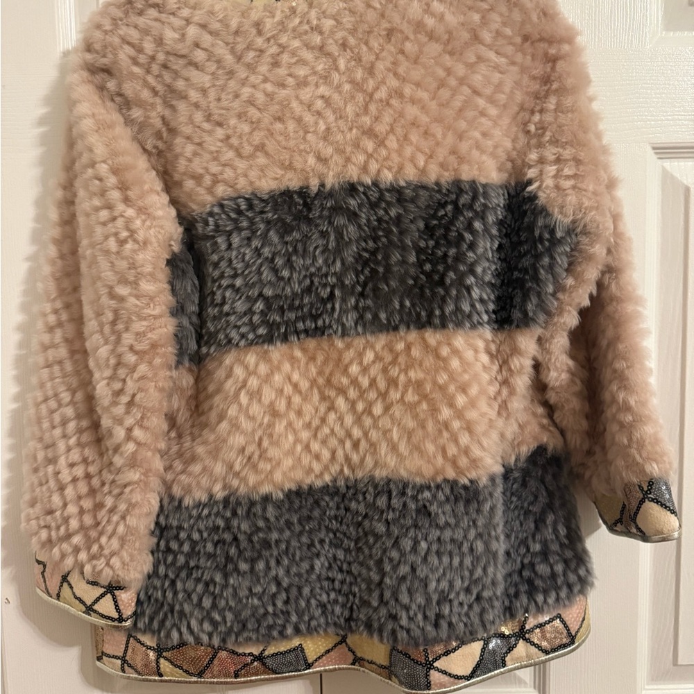 NWT Stylish Pink and Gray Women's genuine, leather and fur Jacket. Large - Picture 2 of 12